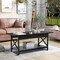 2-Tier Rectangular Coffee Table with Large Storage Shelf and Metal Frame for Living Room